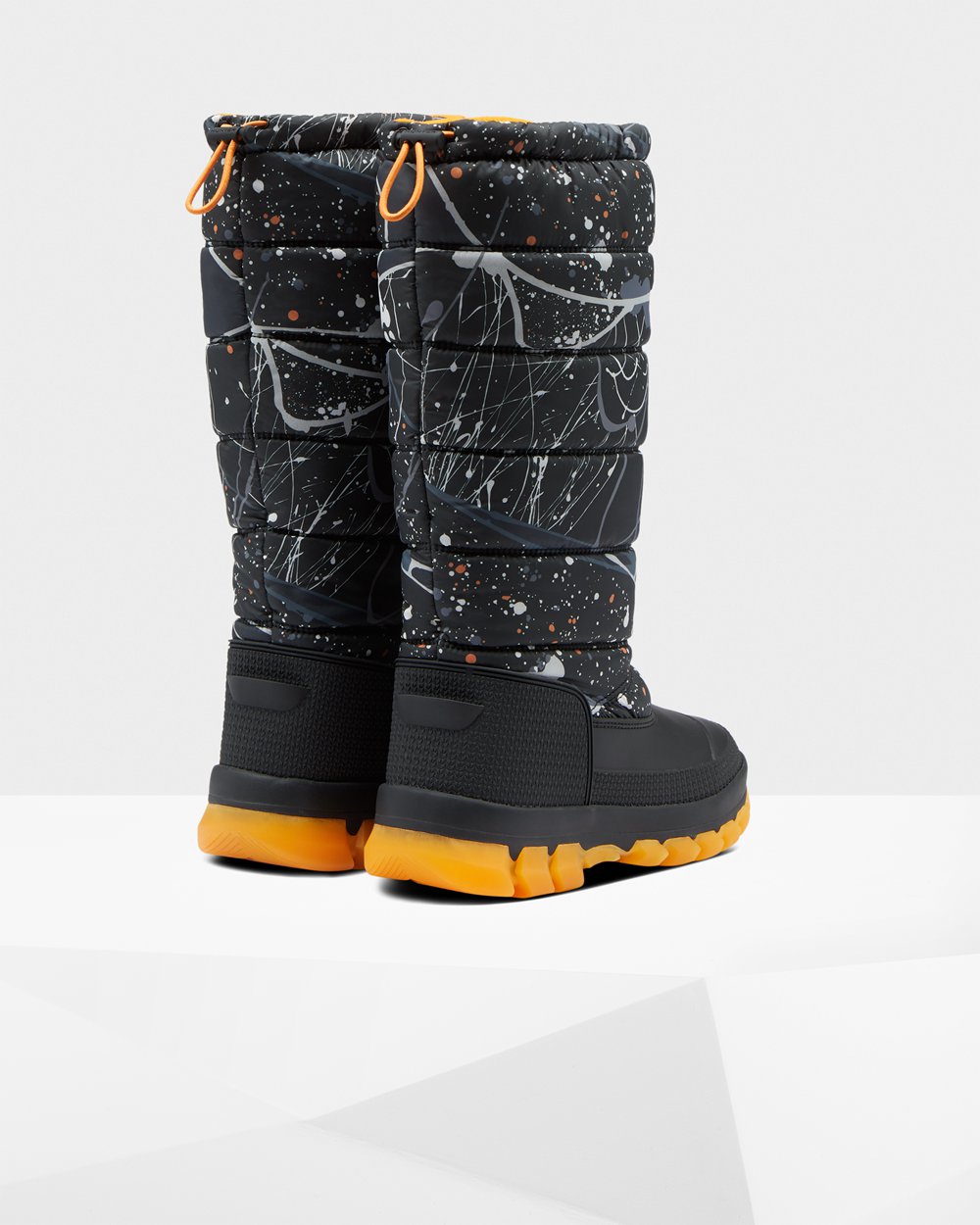 Women Hunter Original Printed Insulated Tall | Snow Boots Grey Black | NZ-10846-TPLD